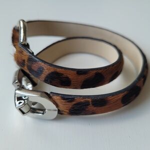 Peter Lang Leopard print leather wrap bracelet.